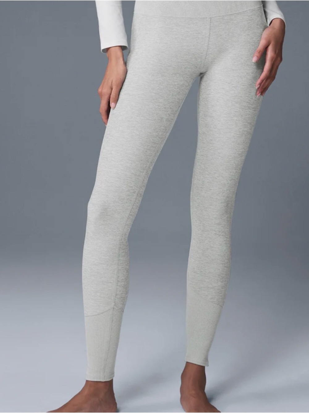 ALO Yoga Light Gray Seamless High-Rise Leggings - Picture 1 of 10